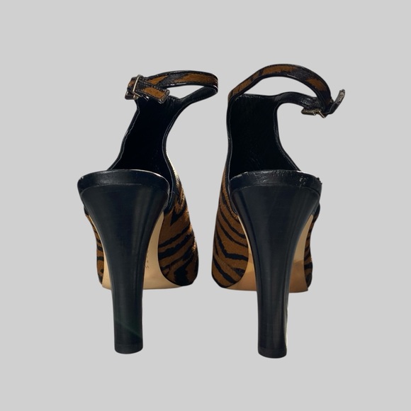White House Black Market Tiger Animal Print Calf Hair Slingback Bootie Mule 7 M - Picture 6 of 13